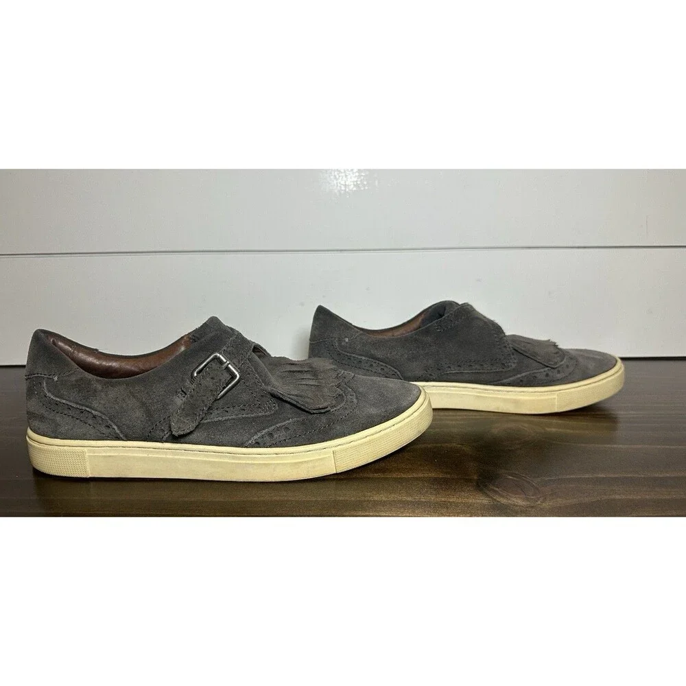 FRYE Women's Gemma Kiltie Smoke Gray Suede Slip On Sneaker Shoes US‎ 7.5